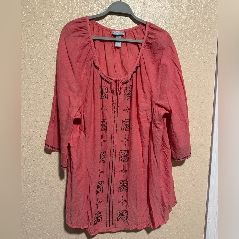 Catherine’s Top Beaded 100% Cotton Size 3X